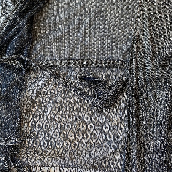 NWOT Victoria's Secret Black and Gold Knit Coverup with tie and fringed hem - XS - Picture 11 of 14